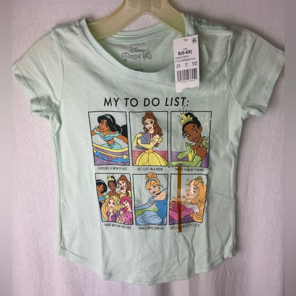 NWT Disney Princess My To Do List Short Sleeve Graphic T-Shirt Honeydew S (6-6X) - Picture 2 of 3